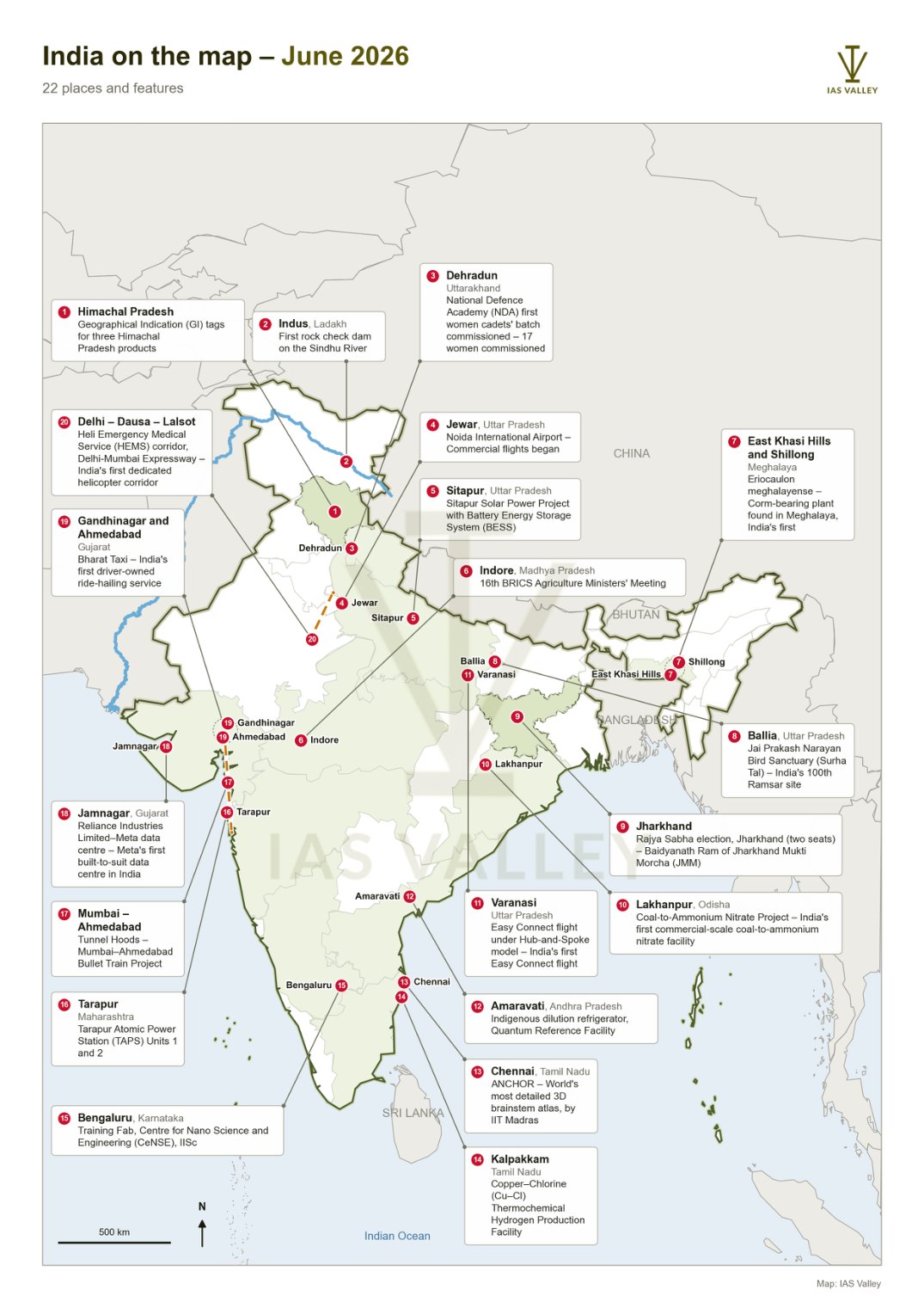 India on the map, June 2026